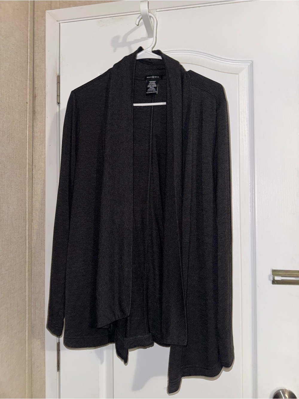 Gray Open-Front Women's Cardigan Sweater